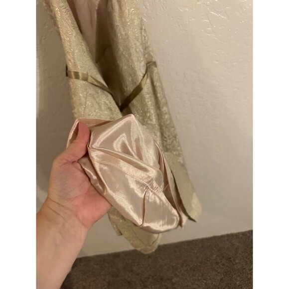 David’s Bridal Champagne & Gold V Neck Halter  Bridesmaid Dress - Picture 12 of 12